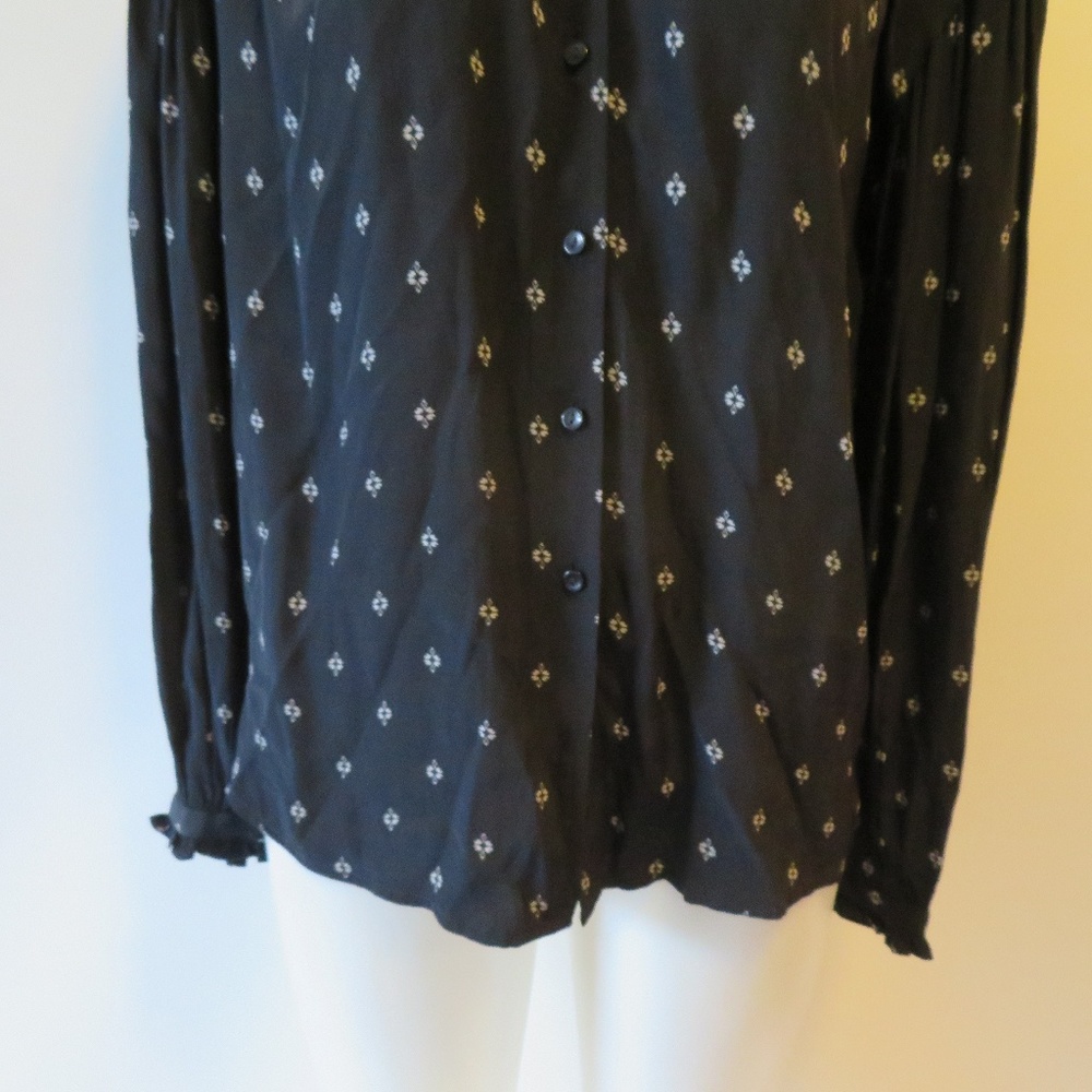 Something Navy Blue/White Button Down Blouse Xxs* - image 4